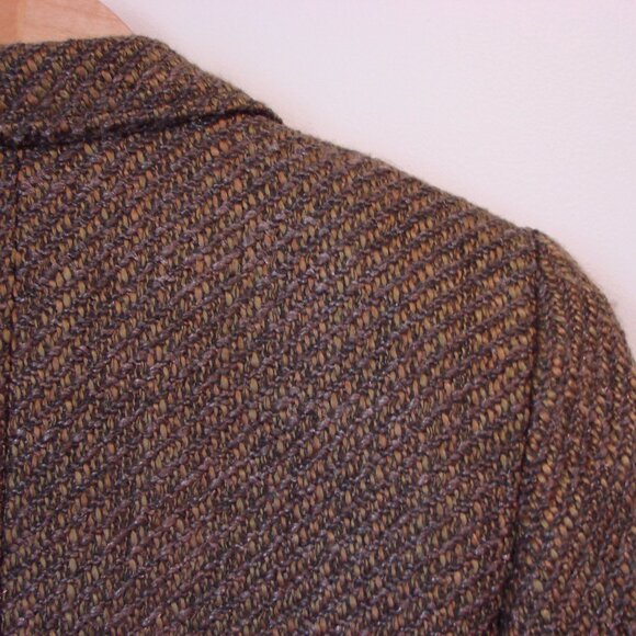Tribal Wool Blend Brown Tweed Blazer Jacket One Button Pockets Office Size 10 - Picture 13 of 16